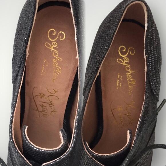 Seychelles NWOT Black Peep Toe Heel Oxfords Eternity Lace Up Size 7.5 - Picture 10 of 11
